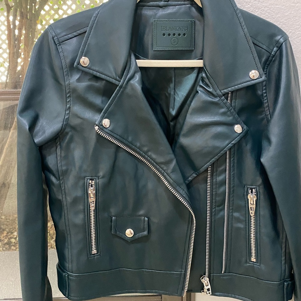 BLANK NYC Jade Green Moto Jacket